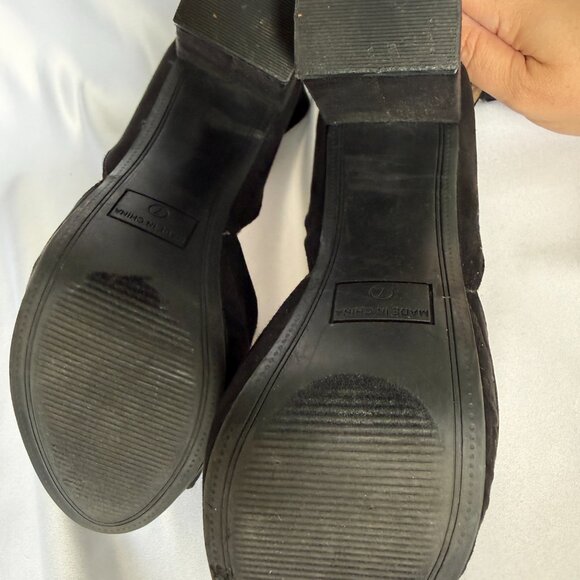 American Rag Reeta Platform Sandals Black Suede Block Heel Size 7M Ankle Strap - Picture 5 of 9